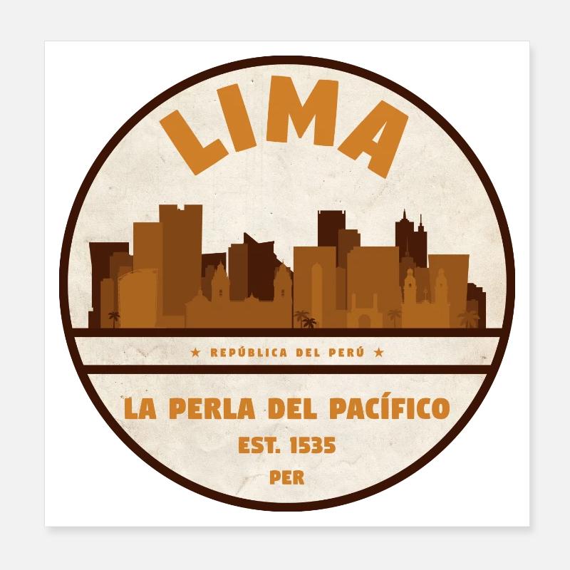 Lima Skyline Retro Abzeichen Peru Poster 20x20 cm