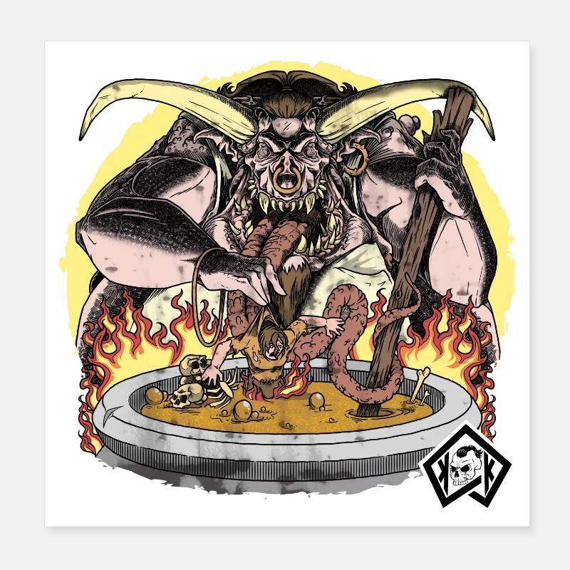 Cuisinier, cuisinier, chef, pot à soupe, l’enfer Poster 20 x 20 cm