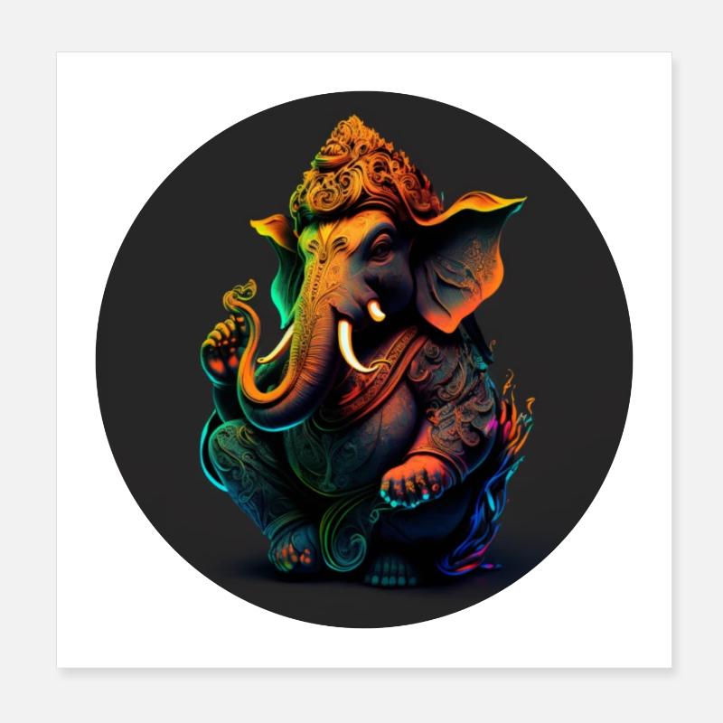 Ganesha Neon | Indischer Gott Poster 20x20 cm