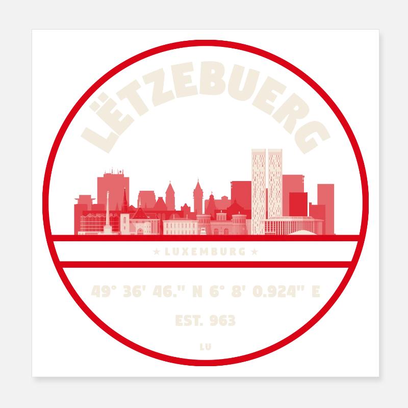 Luxembourg skyline emblem with coordinates Poster 8" x 8" (20x20 cm)