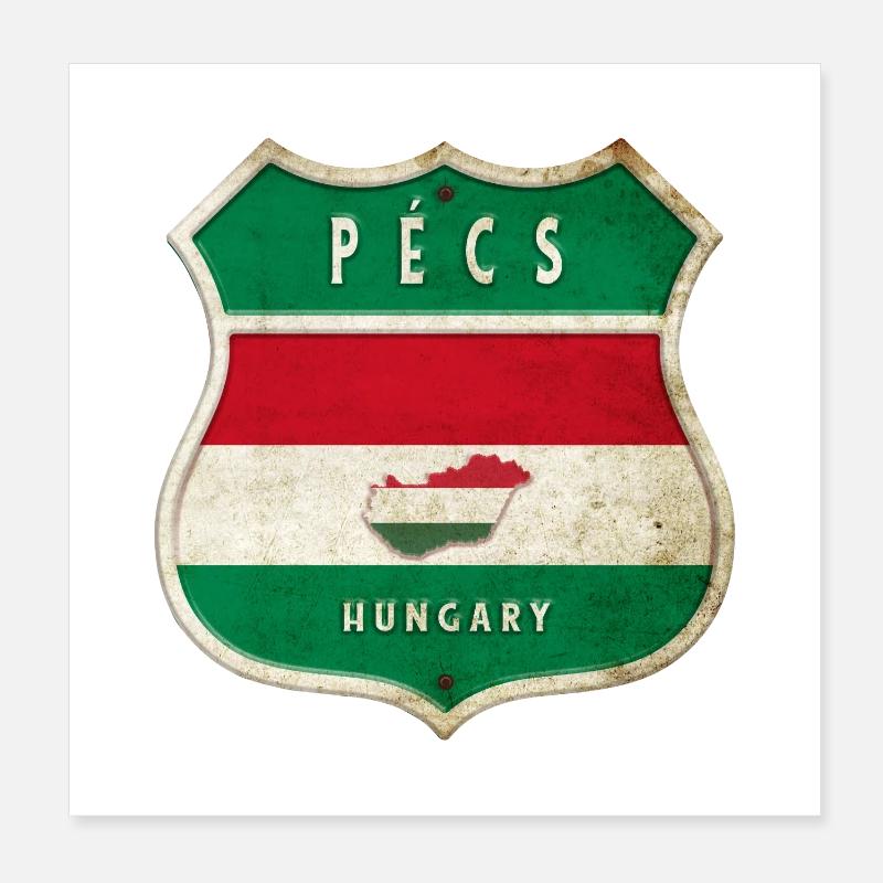 Design du drapeau de Pécs (Hongrie) Poster 20 x 20 cm