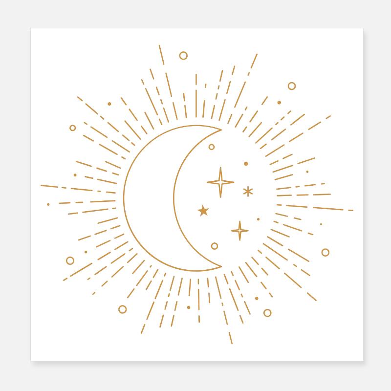 Moon Starry Sky Poster 8" x 8" (20x20 cm)
