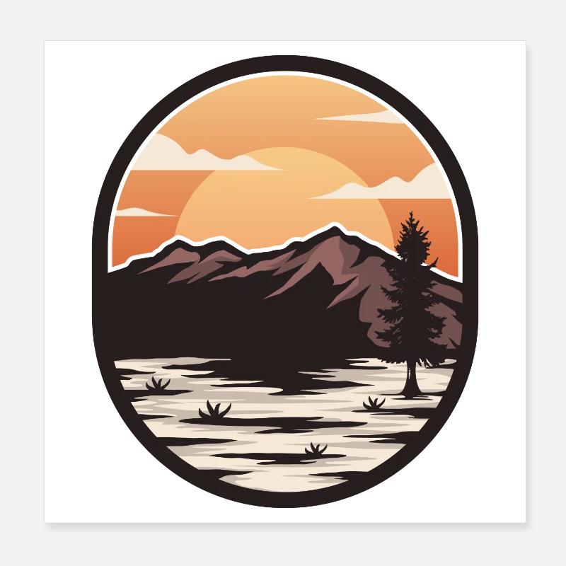 Lever de soleil dans les montagnes Poster 20 x 20 cm