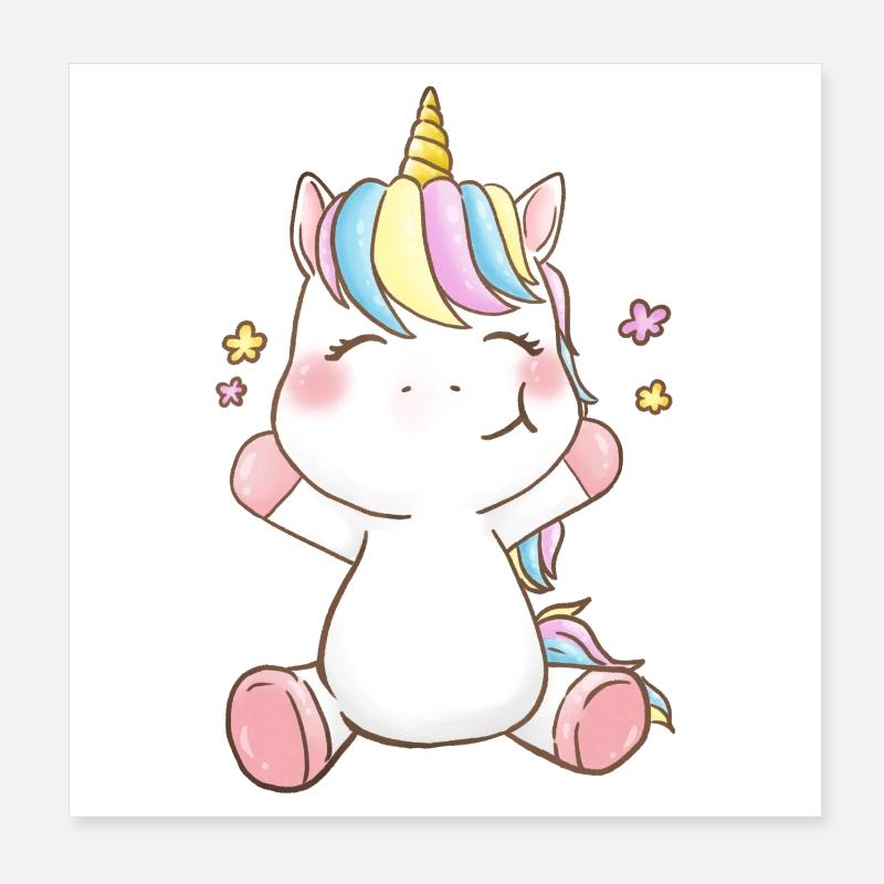 Fröhliches Einhorn Poster 20x20 cm