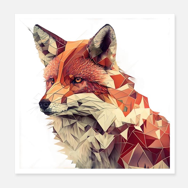 Fuchs - Geometrisches Tier Print Poster 20x20 cm