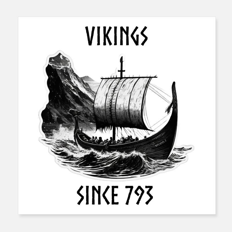 Vikings since 793 - Poster 20x20 cm - Weiß