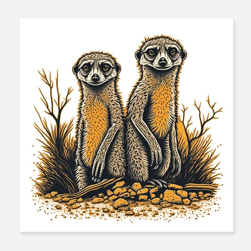Two meerkats Poster 8" x 8" (20x20 cm)