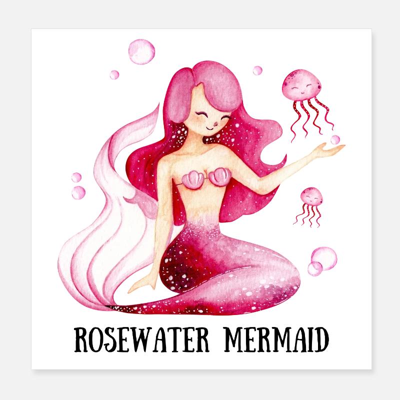 Sirène d’eau de rose Poster 20 x 20 cm
