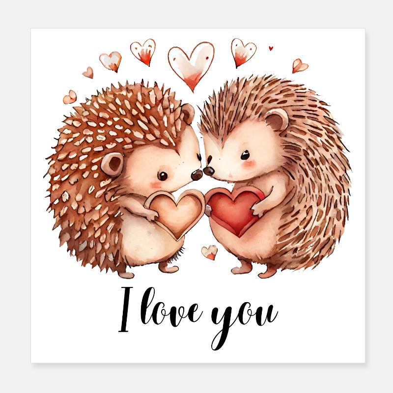 Loving hedgehogs Poster 8" x 8" (20x20 cm)