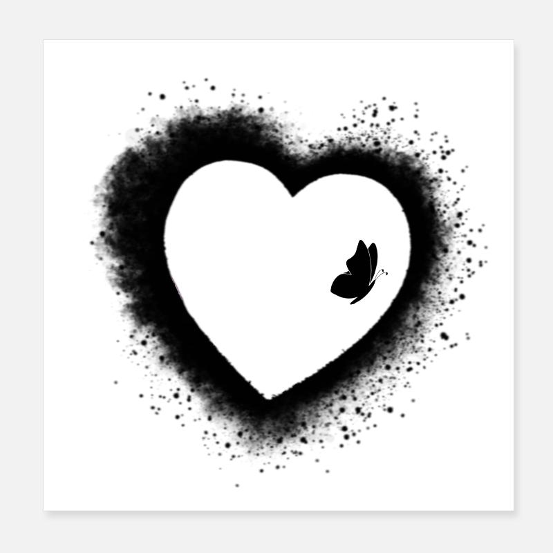 Schmetterlingsherz Poster 20x20 cm