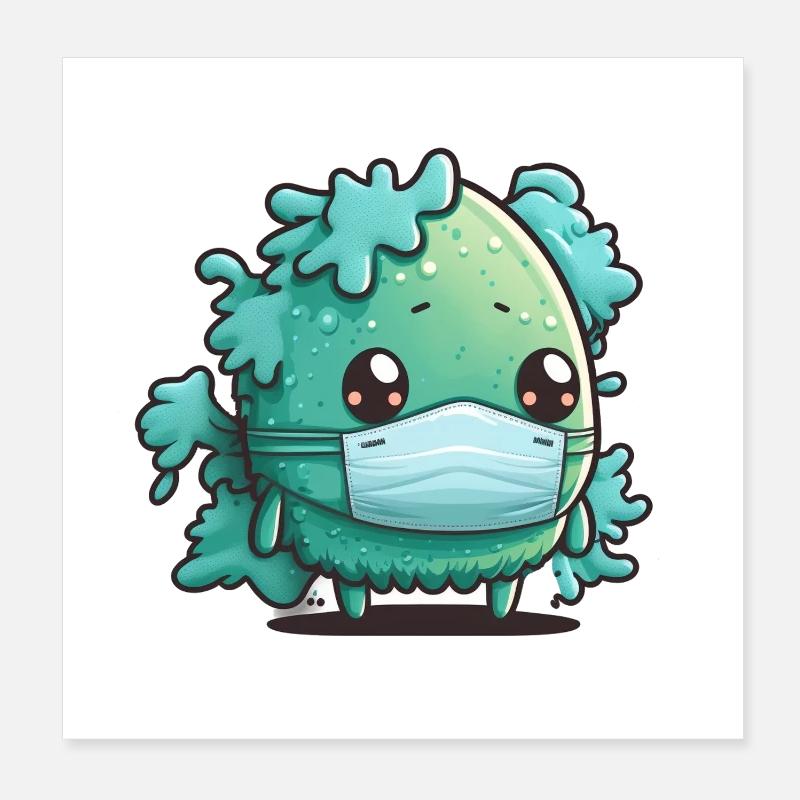 Bacterium with mask Poster 8" x 8" (20x20 cm)