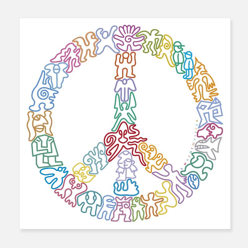 Peacezeichen-Figuren Poster 20x20 cm