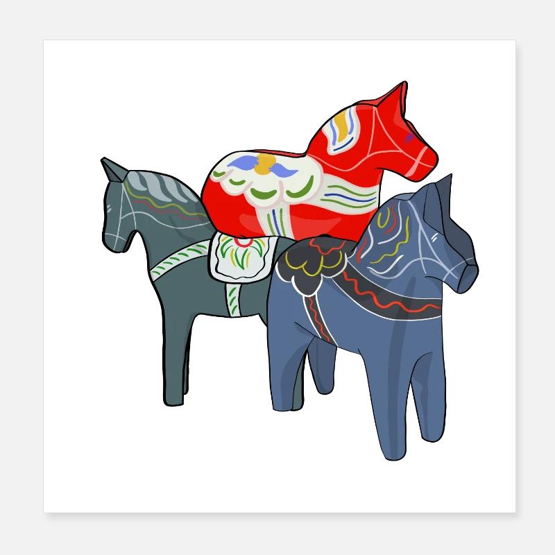 Chevaux Dala Poster 20 x 20 cm