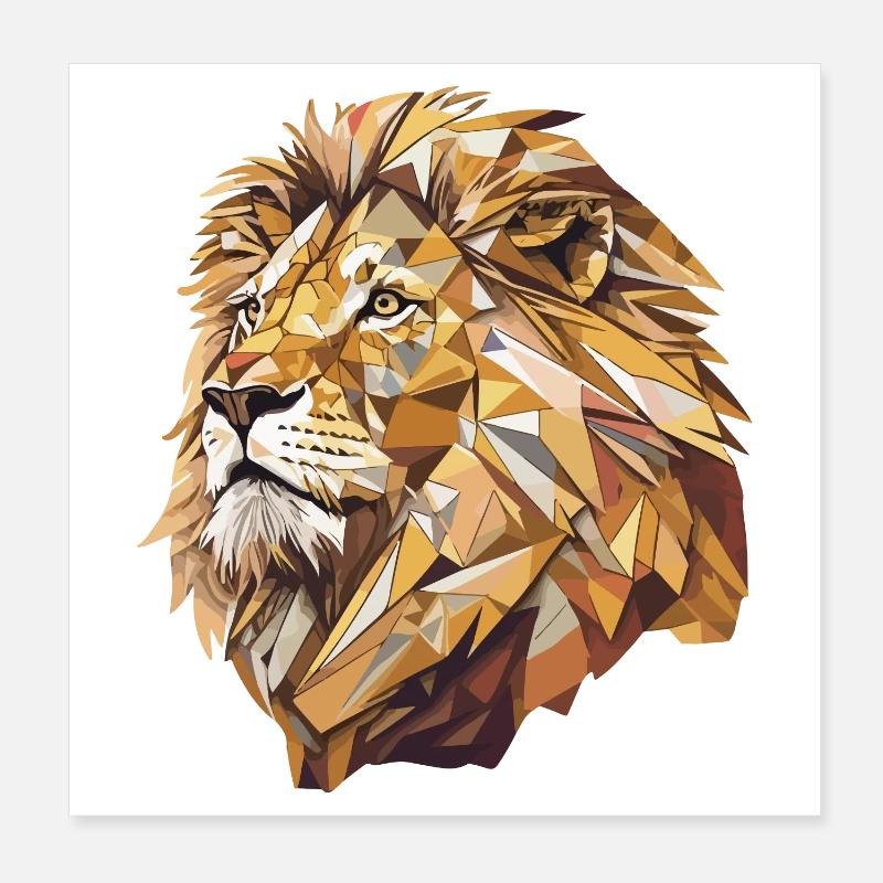 Stilisierter Löwe, geometrisch Poster 20x20 cm