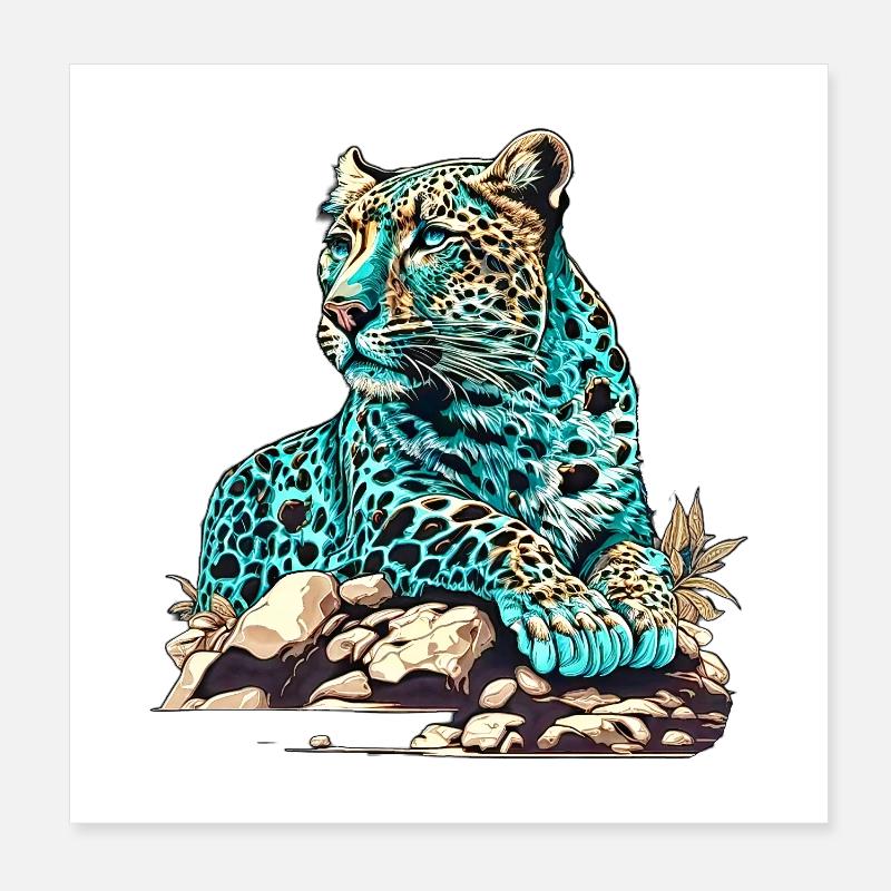 Leopard lying in wait Poster 8" x 8" (20x20 cm)