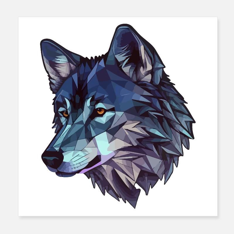 Loup stylisé, géométrique Poster 20 x 20 cm