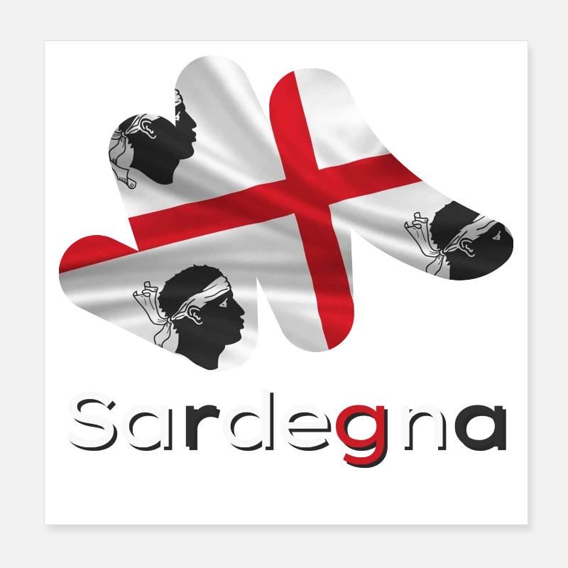 Drapeau Sardaigne - Poster 20 x 20 cm - blanc