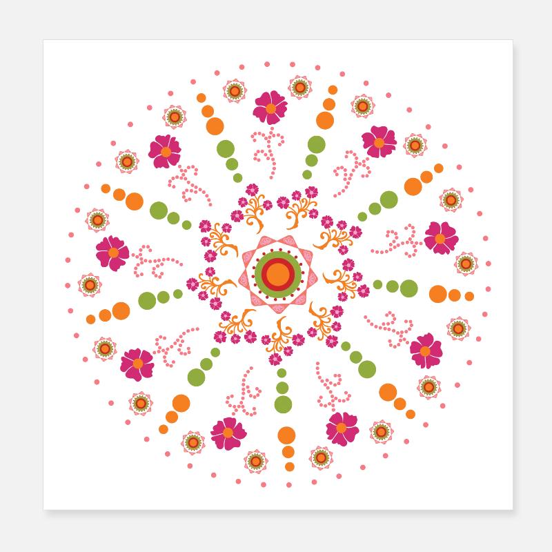 Mandala printemps coloré Poster 20 x 20 cm