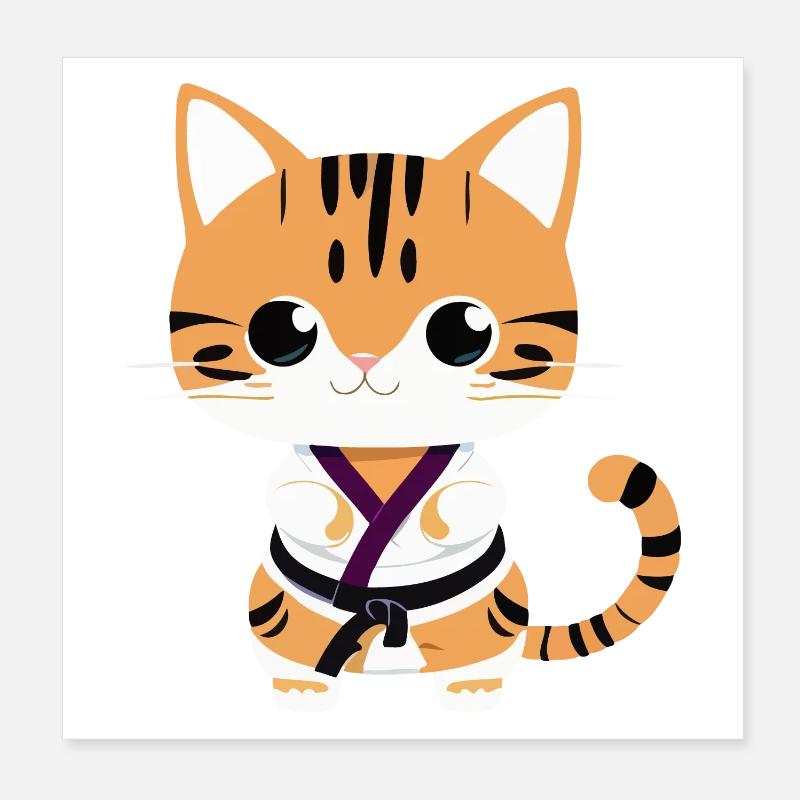 Karate Kätzchen Poster 20x20 cm