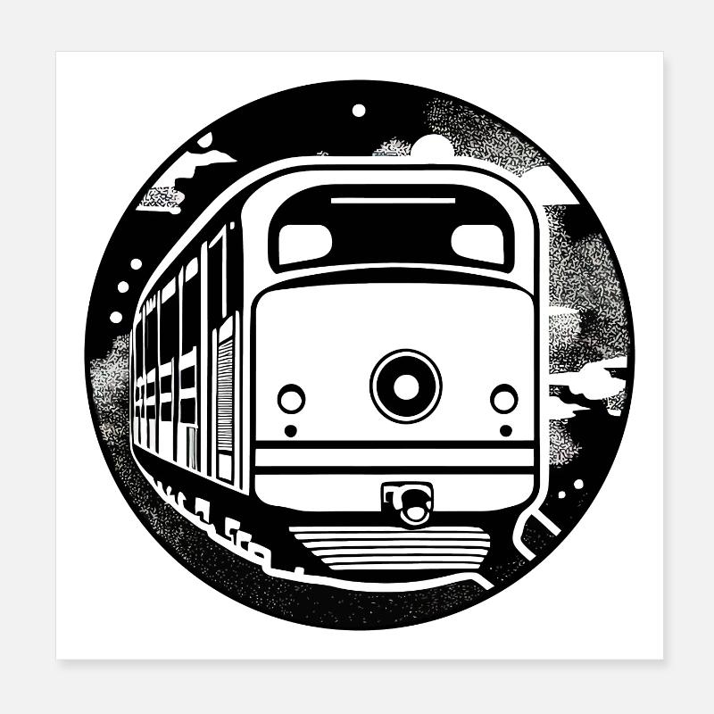 Lokomotive, Zug, Eisenbahn - Poster 20x20 cm - Weiß