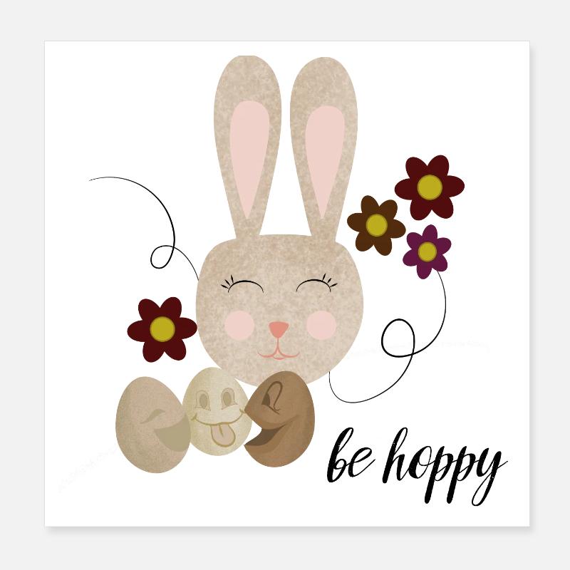 Design de lapin de Pâques Be Hoppy Cute Poster 20 x 20 cm