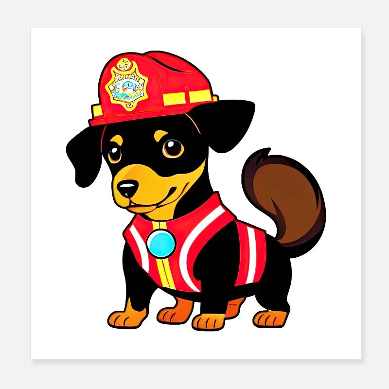 Dackel als Feuerwehrmann Poster 20x20 cm