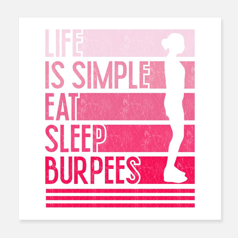 Leben ist einfach Burpees Design Poster 20x20 cm