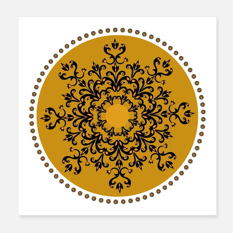 Guld Mandala Poster 20x20 cm