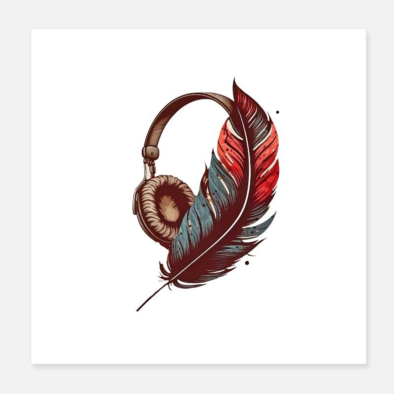 Conception de casque ancien avec stylo, mélomanes Poster 20 x 20 cm