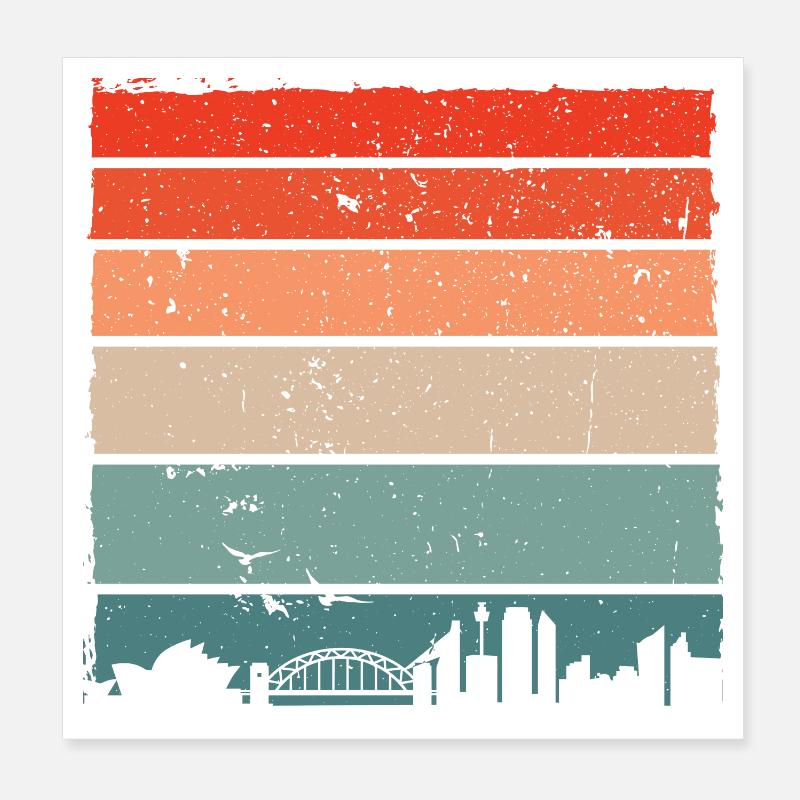 Sunset Gradient City Skyline Poster 20x20 cm