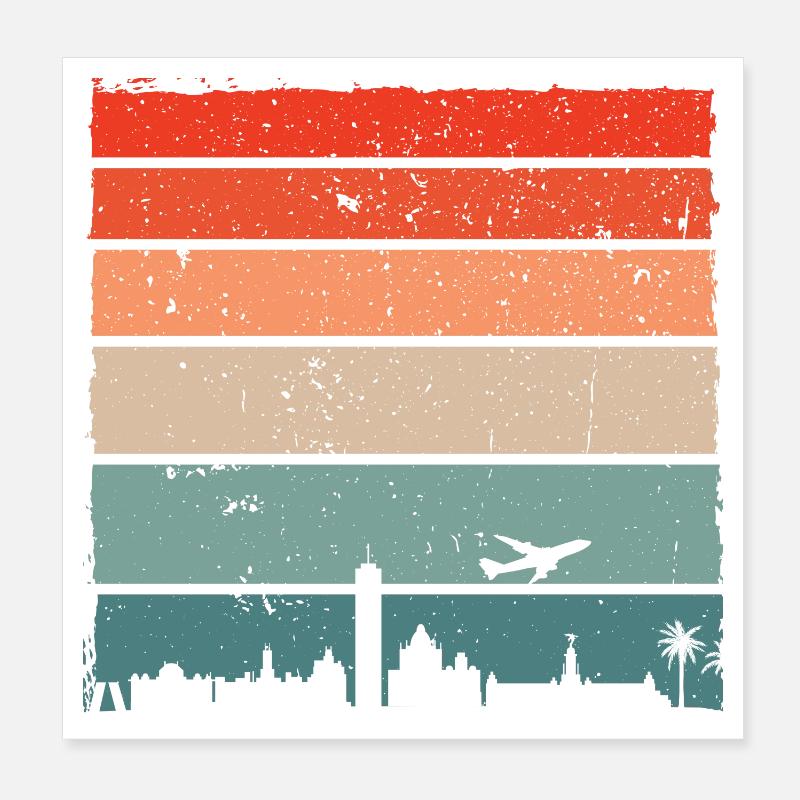 Coucher de soleil Skyline Silhouette d’oiseau Poster 20 x 20 cm