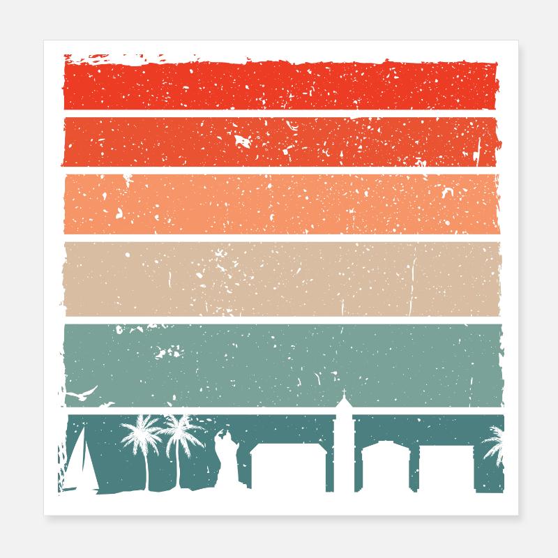 Sunset City Palms Rétro Dégradé Poster 20 x 20 cm
