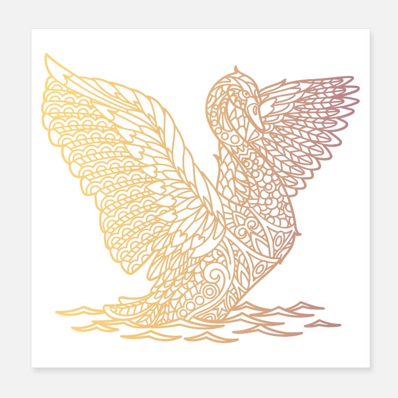 landender Schwan - Poster 20x20 cm - Weiß