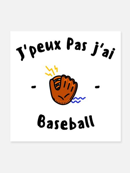 J peux pas j ai Baseball - Poster 20 x 20 cm - blanc - Devant