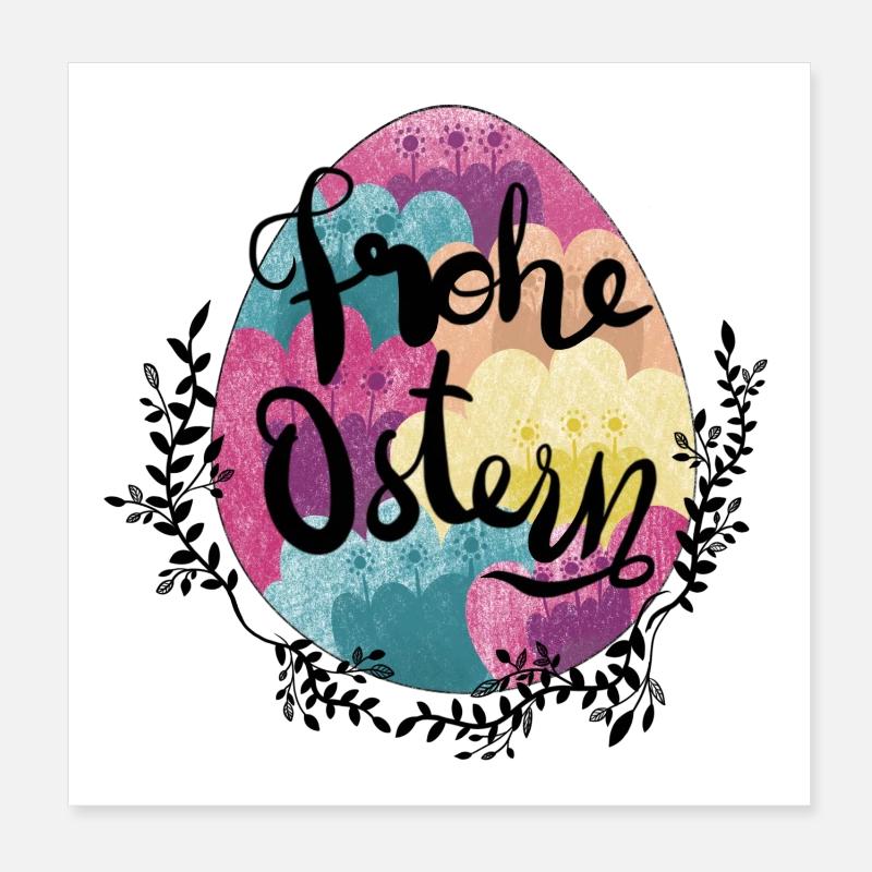Easter Egg Flowers Happy Easter Poster 8" x 8" (20x20 cm)
