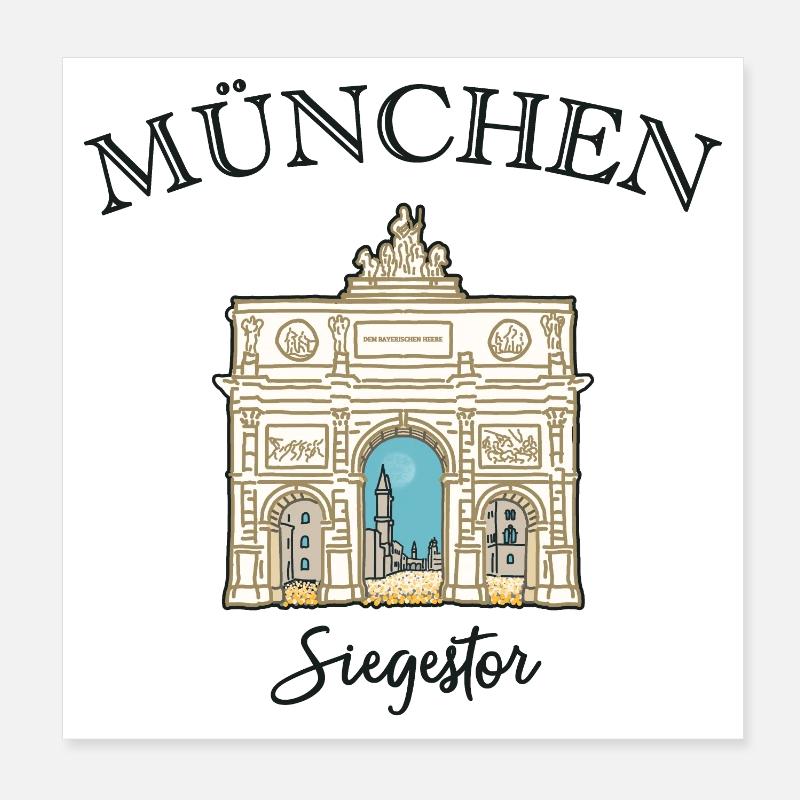 Siegestor München, Friedensmahnmal Poster 20x20 cm