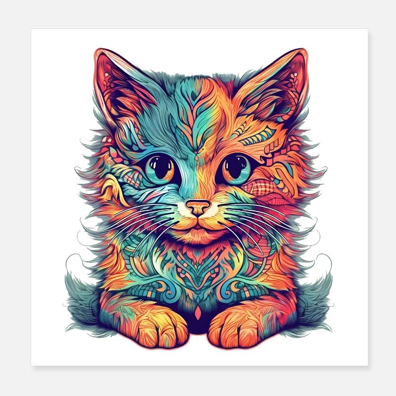 Abstract cat Poster 8" x 8" (20x20 cm)