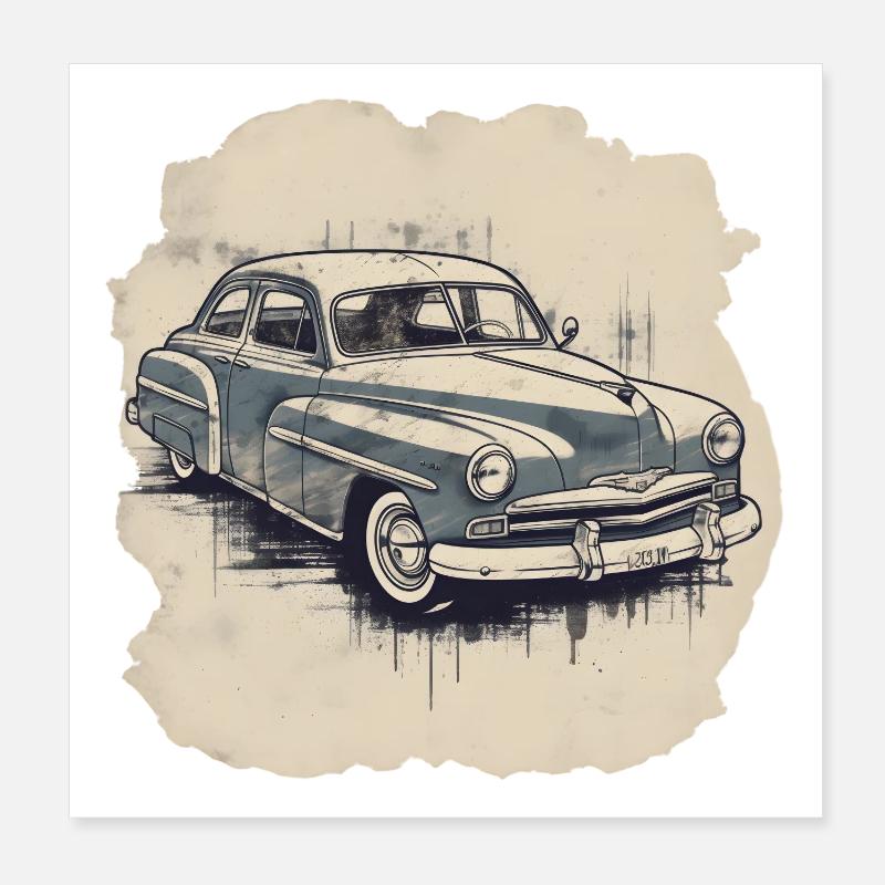 Vintage car Poster 8" x 8" (20x20 cm)