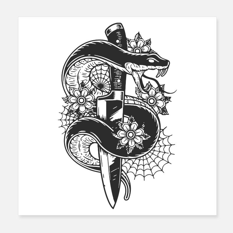 aggressiv orm med kniv Poster 20x20 cm