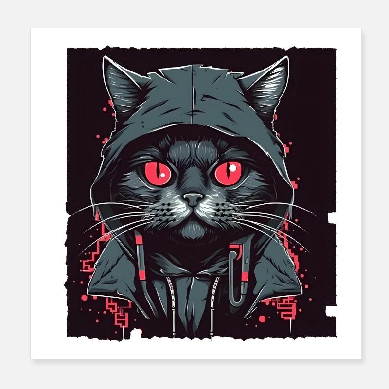 Hacker cat Poster 20x20 cm