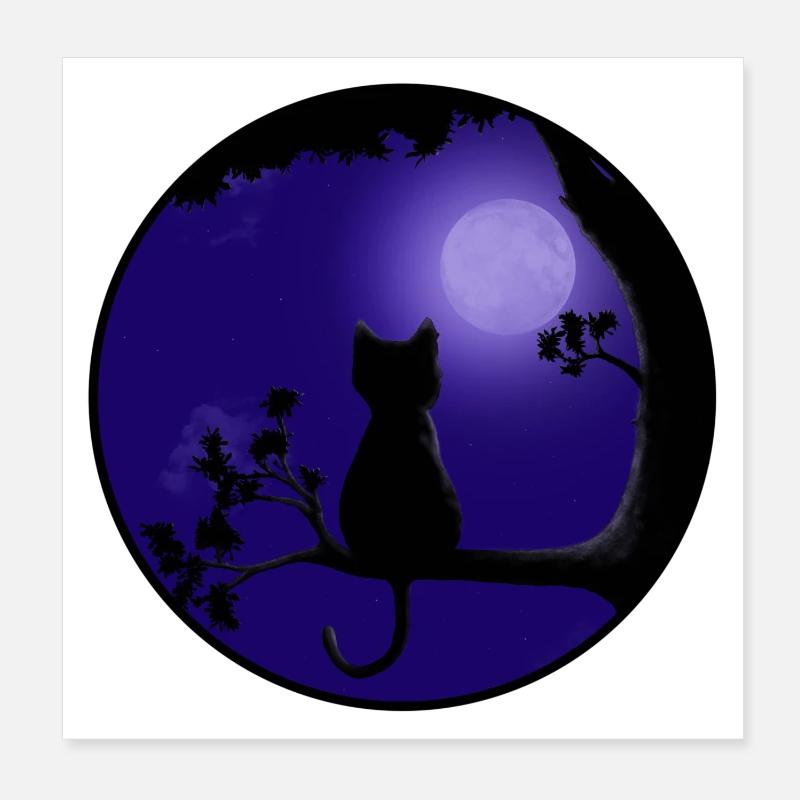 Cat Moon Poster 20 x 20 cm