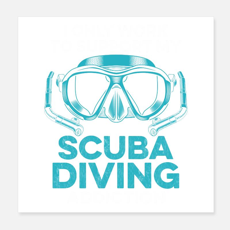 Scuba Diving Gerätetauchen Design Poster 20x20 cm