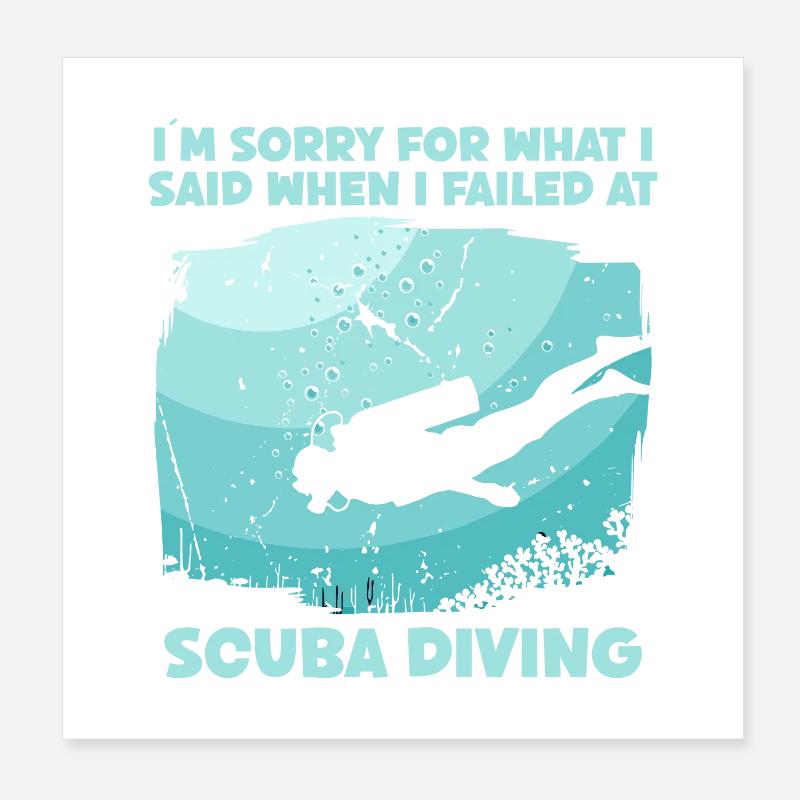 Scuba Diver Océan Plongeur Poster 20 x 20 cm