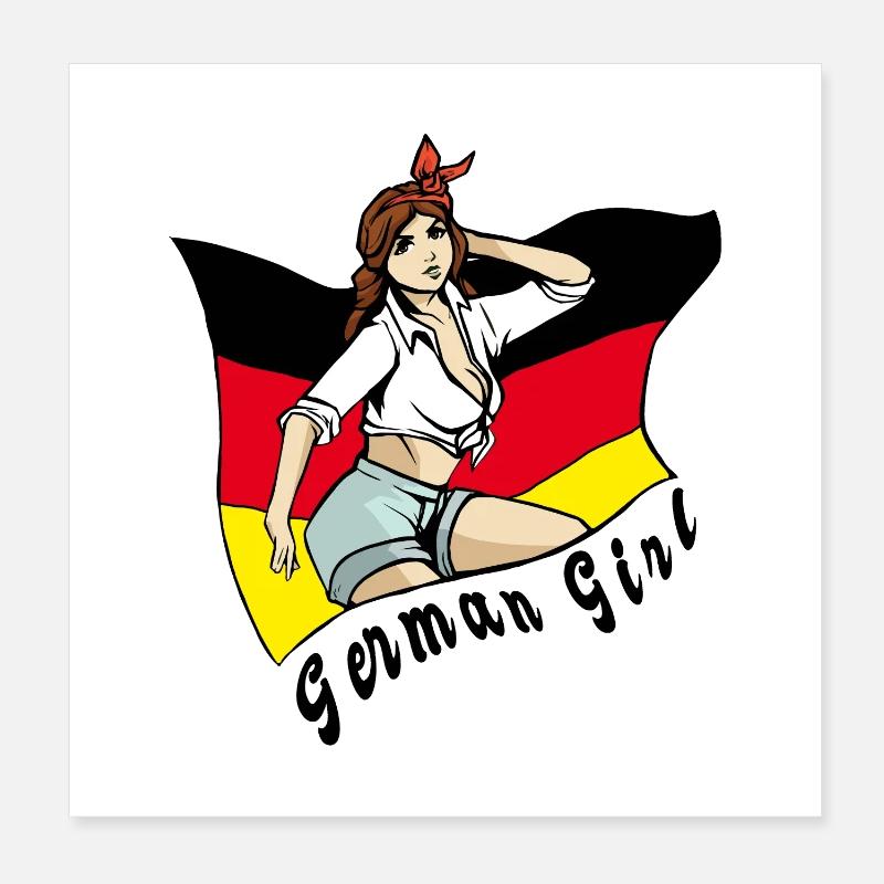 Deutschland Mädchen Flaggen Design Poster 20x20 cm