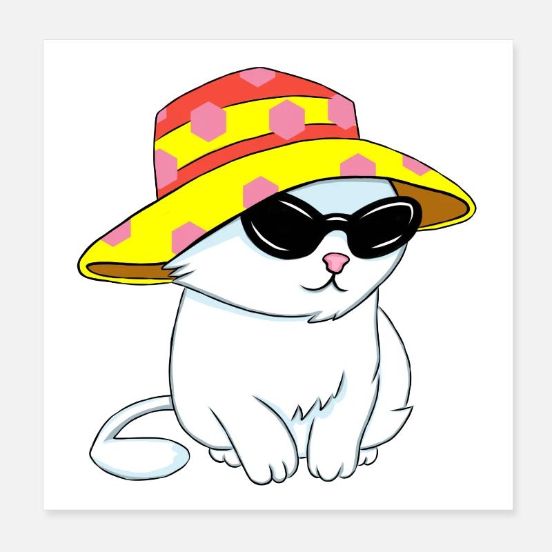 Chaton de style plage Poster 20 x 20 cm