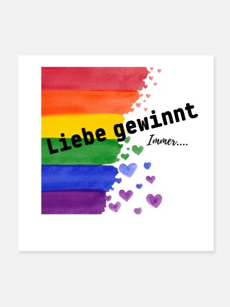 Liebe ist Liebe – Regenbogen Pride Design - Poster 20x20 cm - Weiß - Vorne