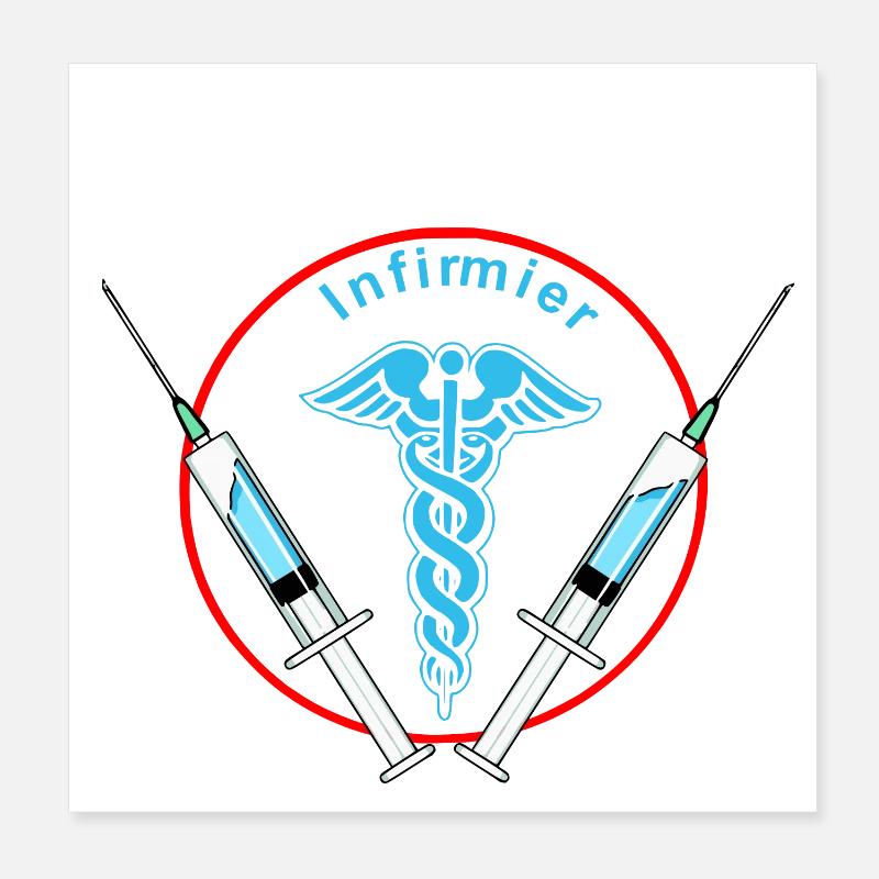 Infirmier - Poster 20 x 20 cm - blanc