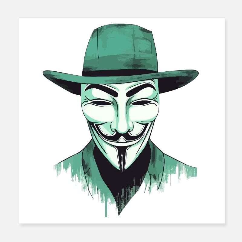 Anonymous mask stilized, green Poster 8" x 8" (20x20 cm)