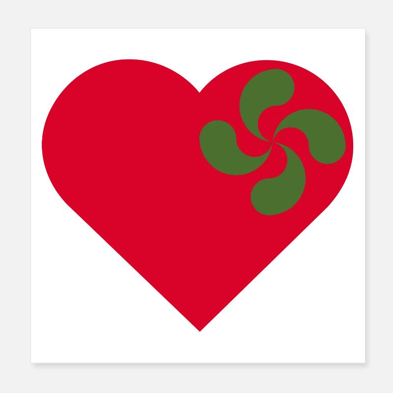 Amour du Pays-Basque. Coeur et lauburu. Poster 20 x 20 cm