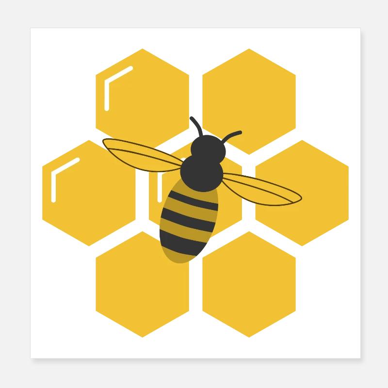 Alvéoles et Abeille Poster 20 x 20 cm